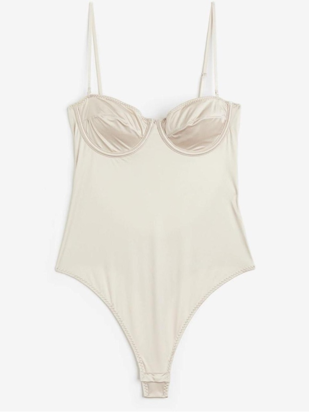 H&M Cream Satin-Trim Bodysuit